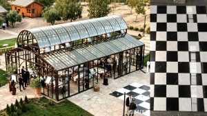 Glass Wedding Conservatory With Natural Marble Floor For Dancing
